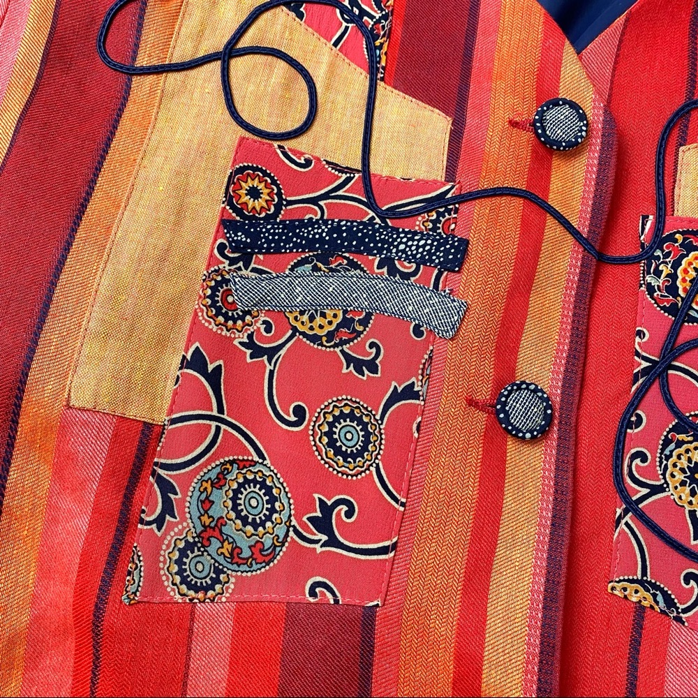 Vintage Canvasbacks Striped Patchwork Jacket Euc - image 4